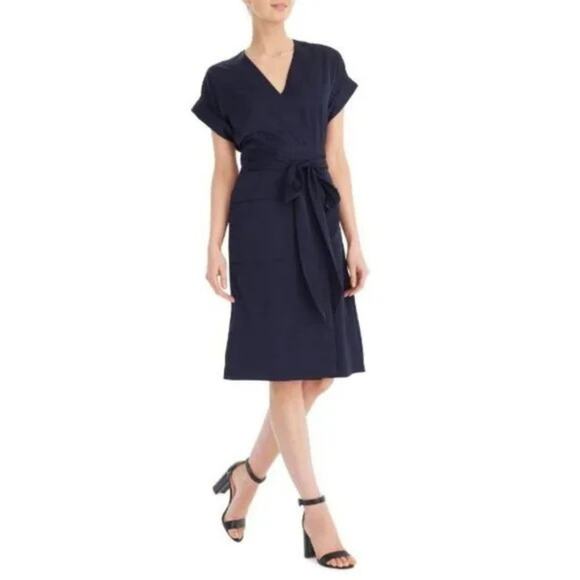J. Crew Dresses & Skirts - J. Crew Black Sheath Midi Dress with Tie Front